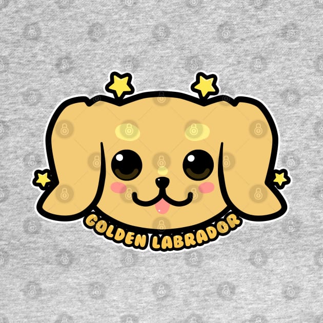 KAWAII Golden Labrador Dog Face by TechraNova